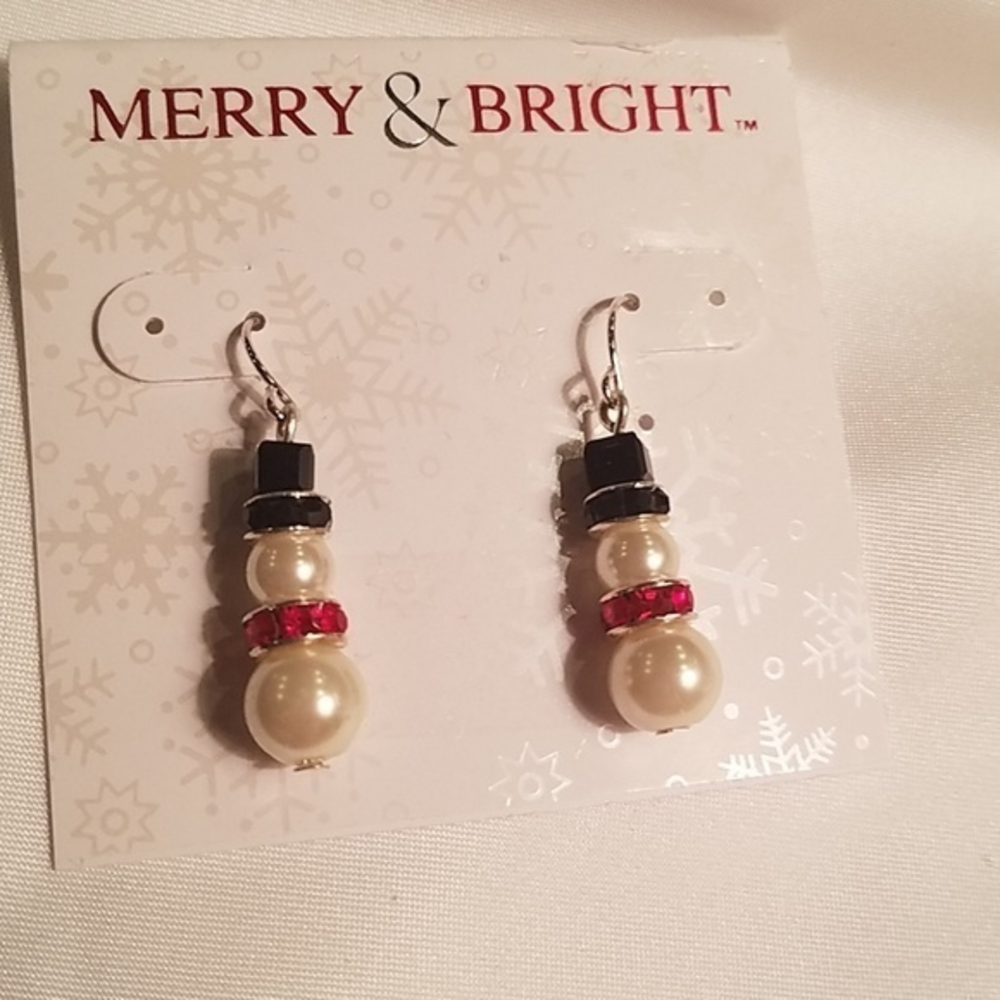 Merry & Bright Christmas Snowman earrings‎ NWT